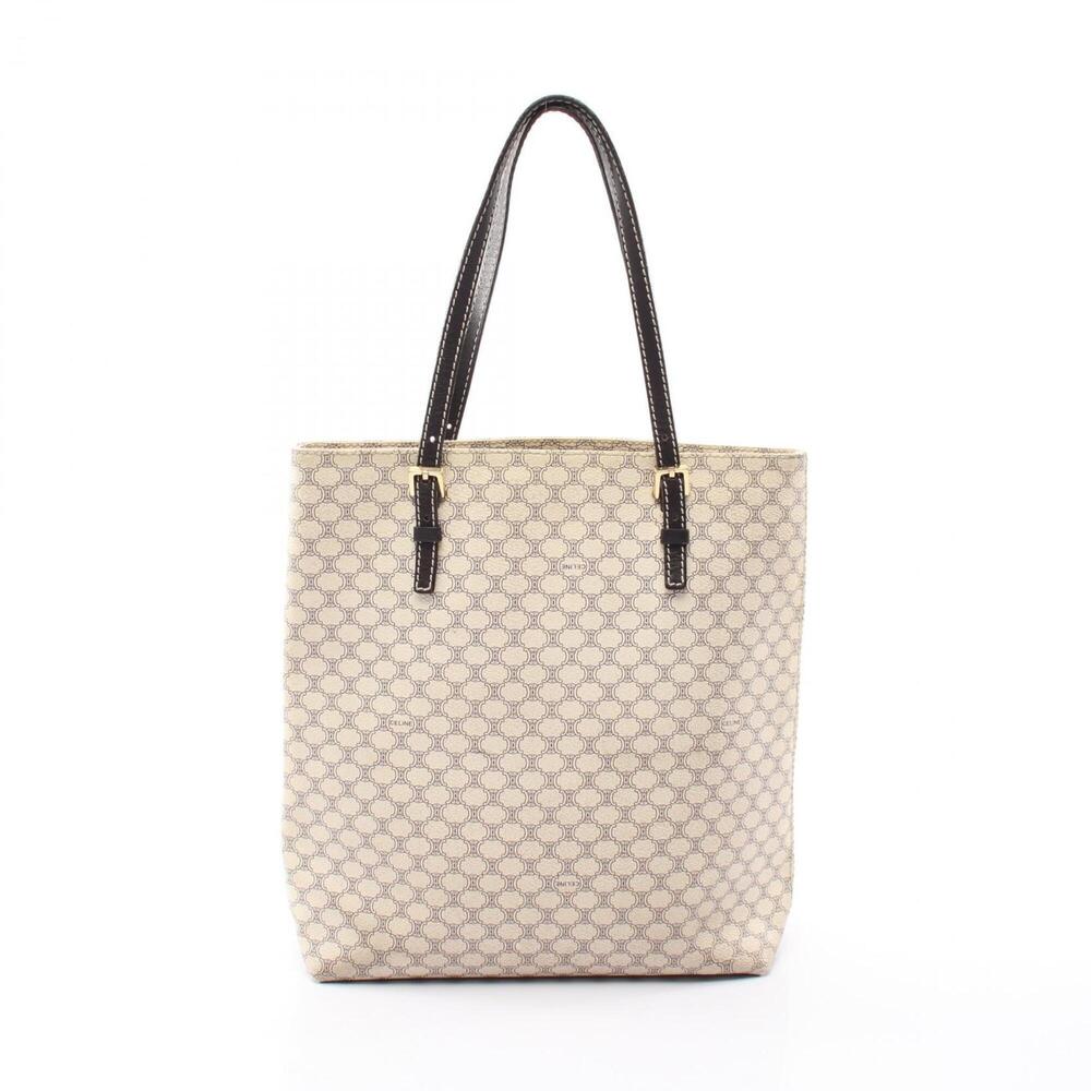 Celine Macadam Tote Bag Handbag, Coated Canvas Leather, Women's, White/Black